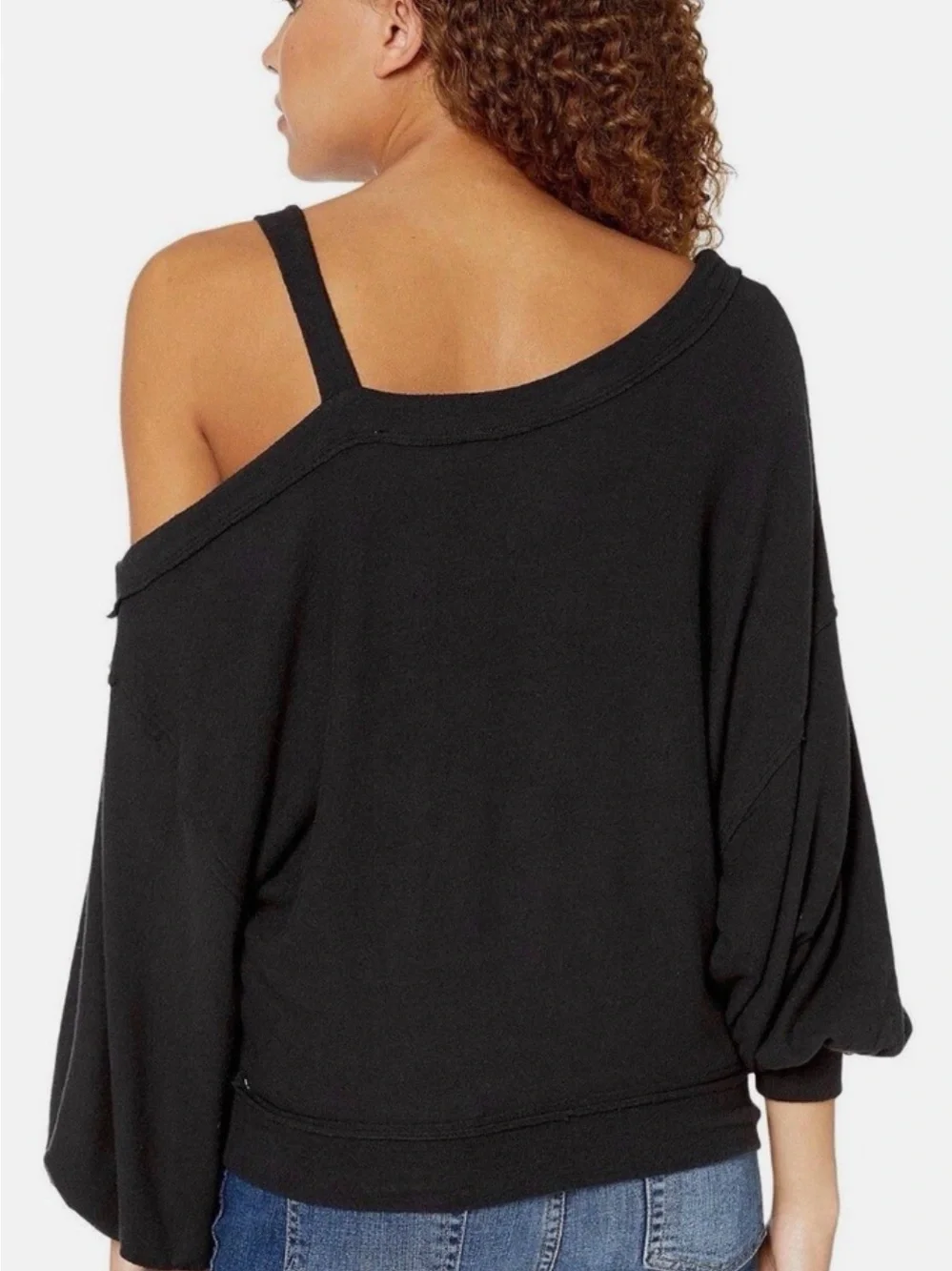 NWT Free People We The Free Flaunt It Pullover Black Off The Shoulder Top Size S